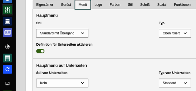 Menü mit Easyconf-Formular anpassen